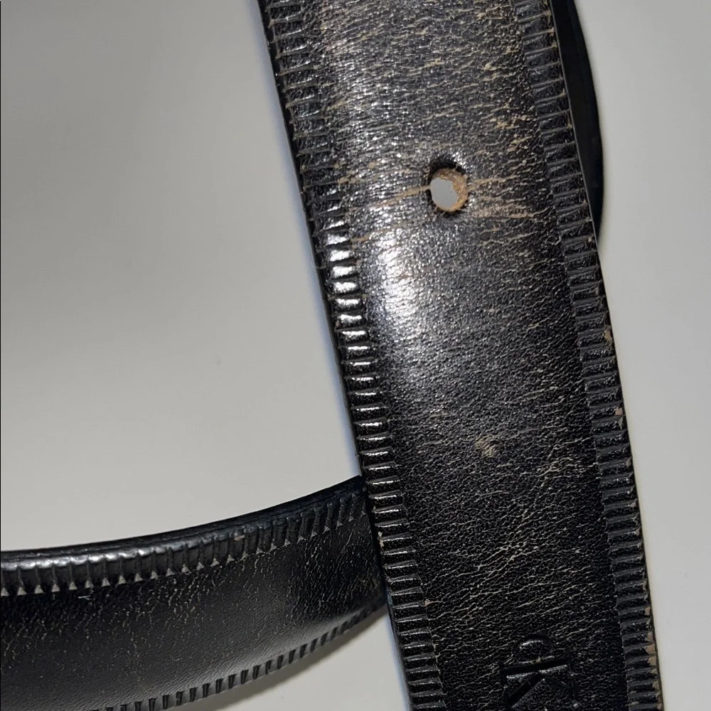 Calvin Klein Deep Brown Size 38 leather Belt w/ Brass Buckle